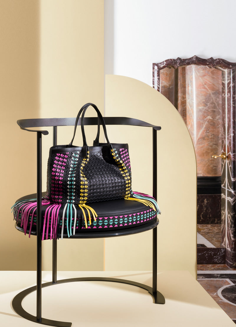 Catilina Chairs With  Bespoke Mosaico Cushions - Serapian and Azucena, Small Secret Tote Bag in Mosaico - Serapian