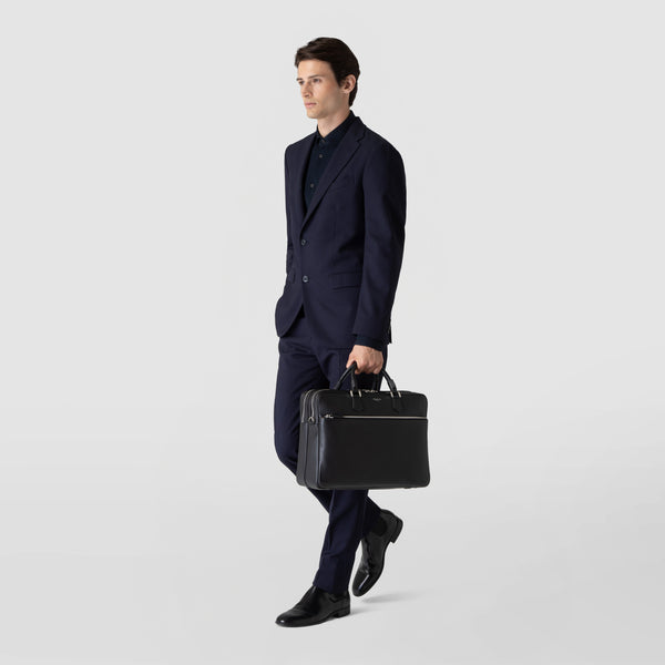 Large briefcase in cachemire leather - black