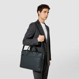 Attaché-case slim en cuir cachemire - navy blue