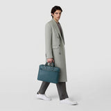 Slim briefcase in cachemire leather - denim blue
