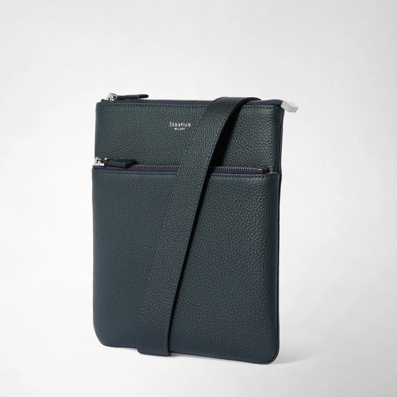 Tracolla piatta in pelle cachemire - navy blue