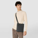 Tracolla piatta in pelle cachemire - navy blue