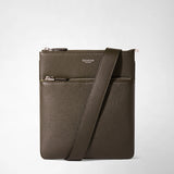 Flat crossbody bag in cachemire leather - espresso
