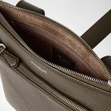 Flat crossbody bag in cachemire leather - espresso