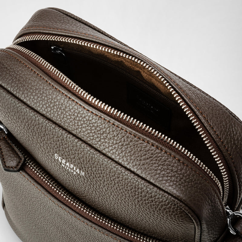 North south messenger in cachemire leather - espresso
