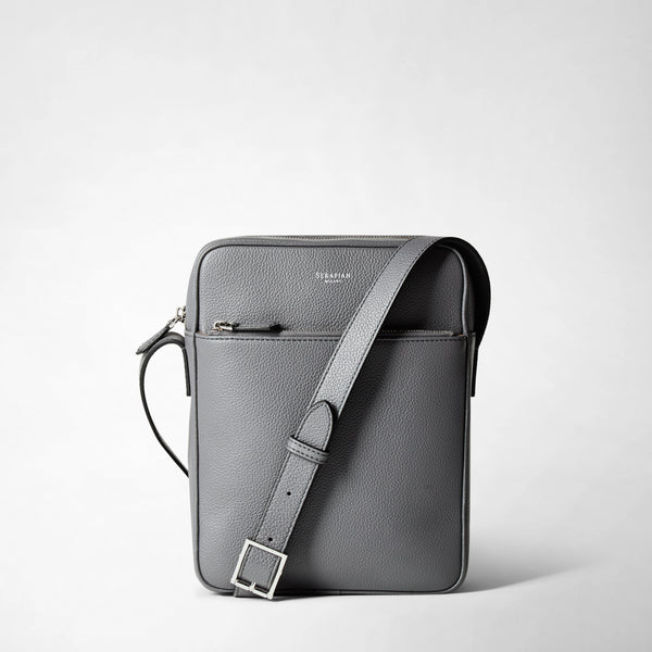 North south messenger in cachemire leather - shadow