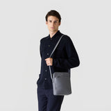 North south messenger in cachemire leather - shadow