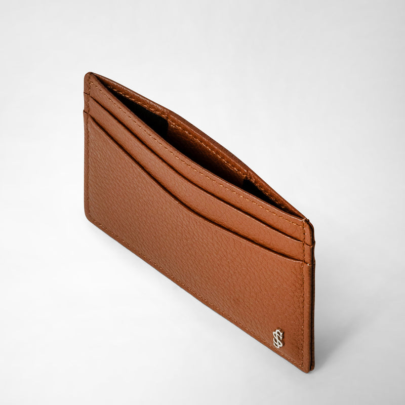 4-card holder in cachemire leather - tobacco