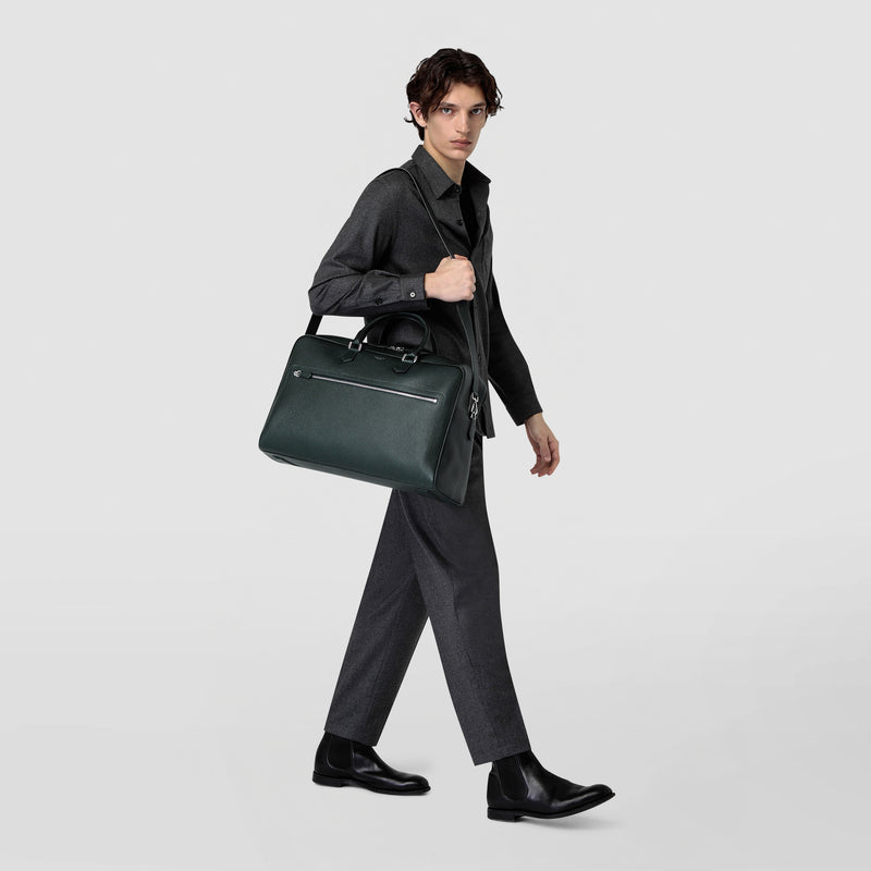 Medium weekender in cachemire leather - navy blue