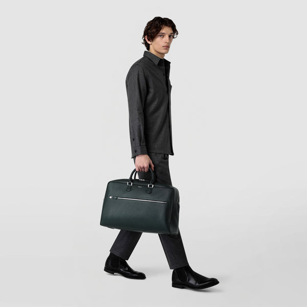 Medium weekender in cachemire leather - navy blue