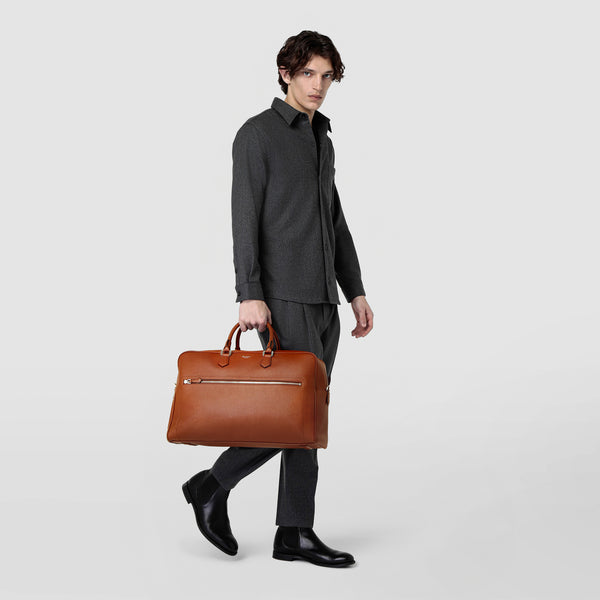 Medium weekender in cachemire leather - tobacco