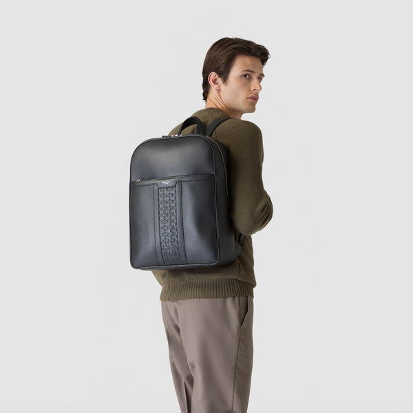 Backpack in cachemire leather and mosaico - black