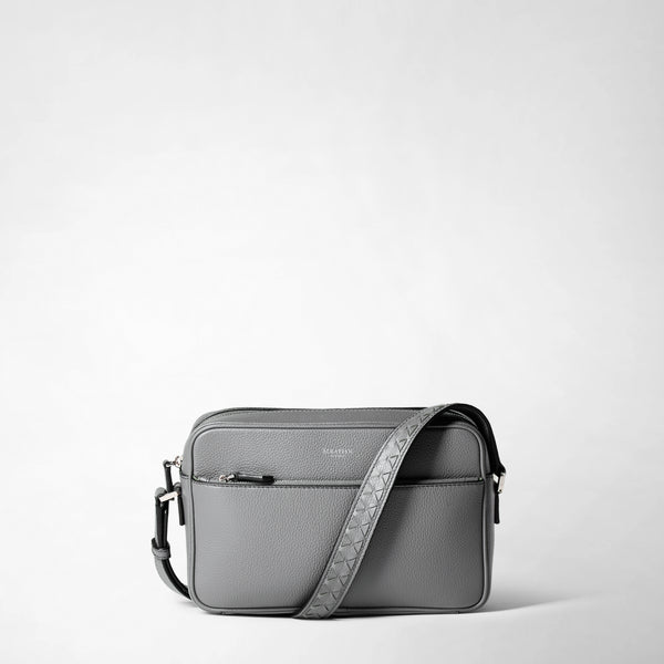 East west messenger in cachemire leather - shadow