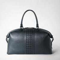 TRAVEL BAG IN CACHEMIRE LEATHER AND MOSAICO Navy Blue