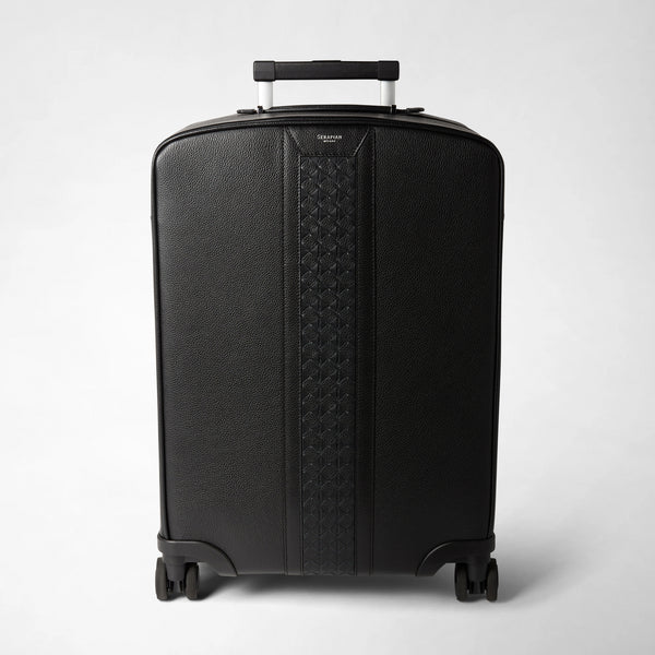 Carry-on suitcase in cachemire leather and mosaico - black