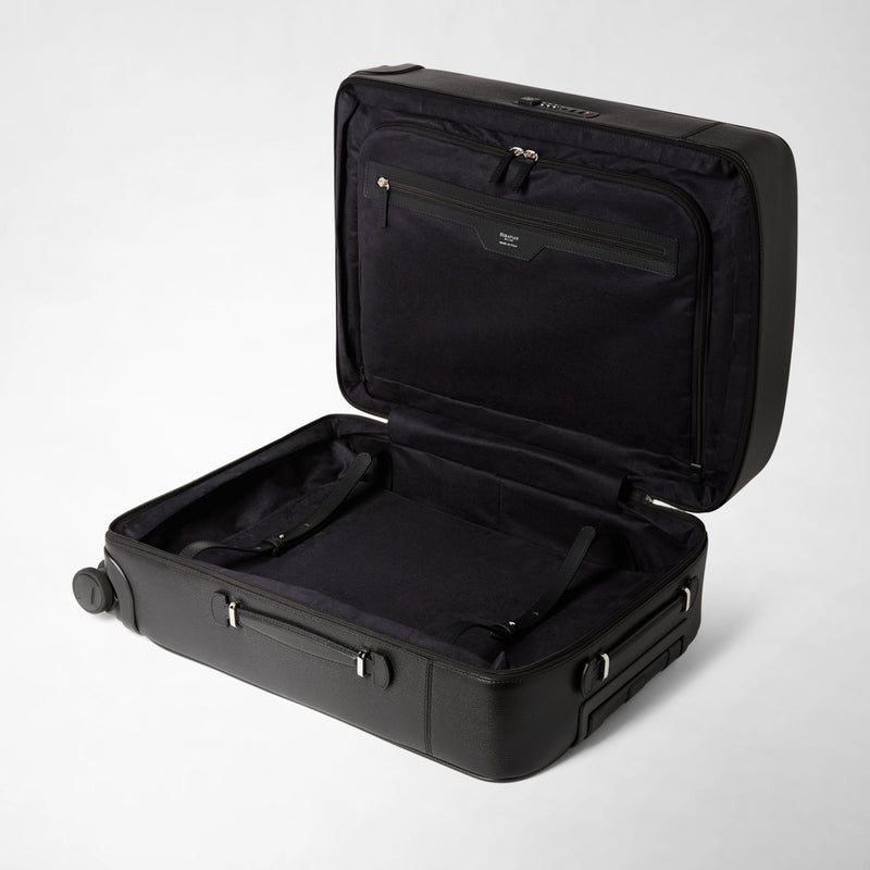 Carry-on suitcase in cachemire leather and mosaico - black