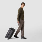 Carry-on suitcase in cachemire leather and mosaico - black