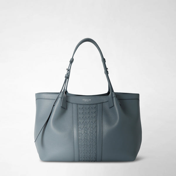 Small secret tote bag in cachemire leather and mosaico - storm