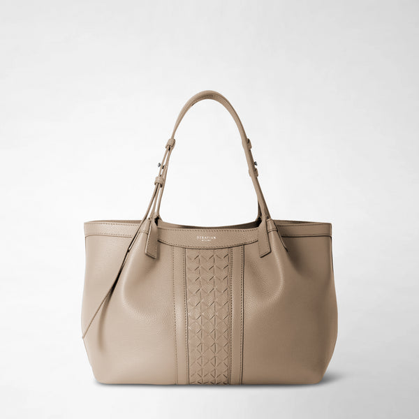 Small secret tote bag in cachemire leather and mosaico - sahara