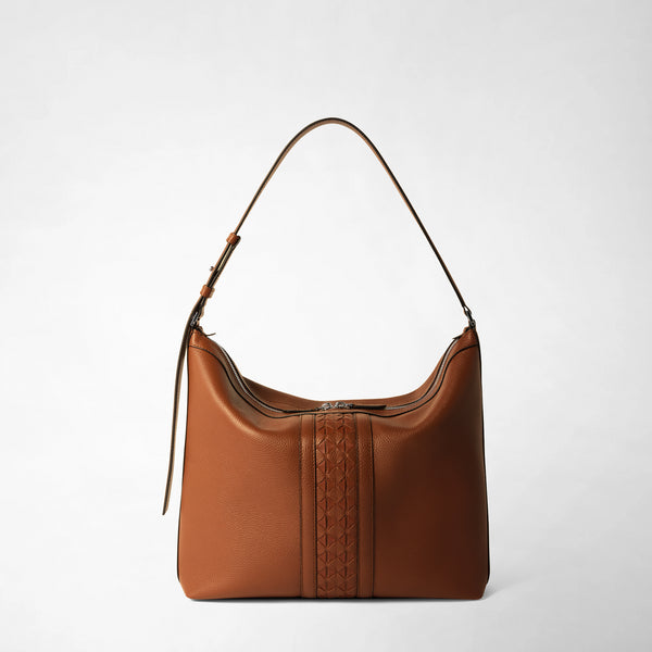 Ani shoulder bag in cachemire leather and mosaico - tobacco
