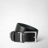 Reversible belt in evoluzione leather - black/navy blue