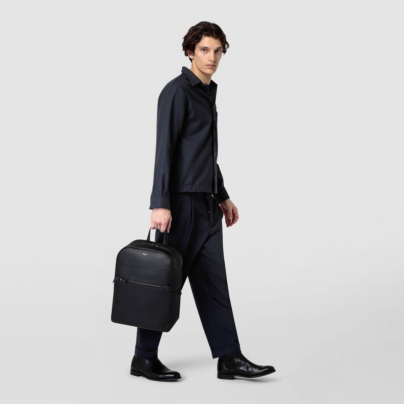 Backpack in evoluzione leather - eclipse black
