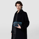 Trousse de toilette en cuir evoluzione - denim blue