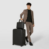 Large trolley in evoluzione leather - eclipse black