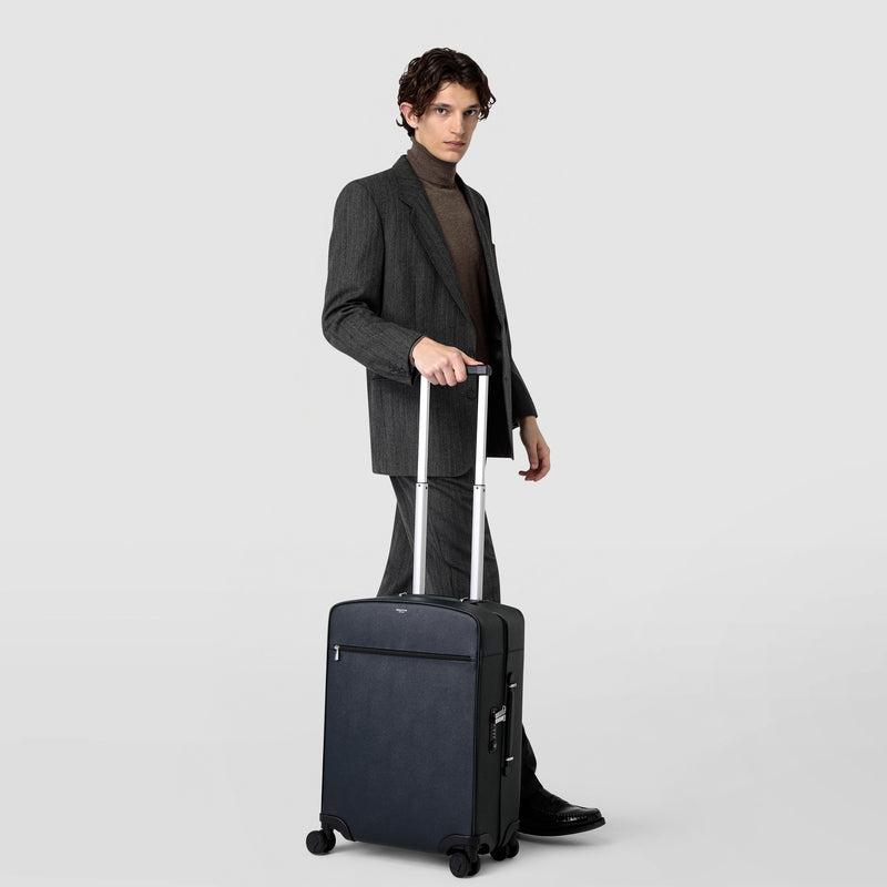 Kabinentrolley aus evoluzione-leder - navy blue