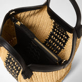 Mini secret bag in raffia intrecci - natural/black