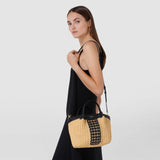 Mini secret bag in raffia intrecci - natural/black