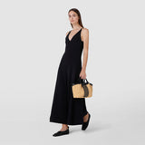Mini secret bag in raffia intrecci - natural/black