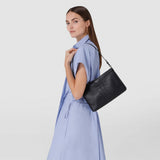 Secret tote bag in raffia intrecci - natural/black