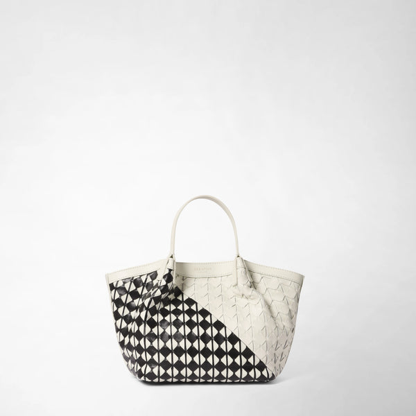 Mini secret bag in mosaico mestieri d'arte - black/off-white