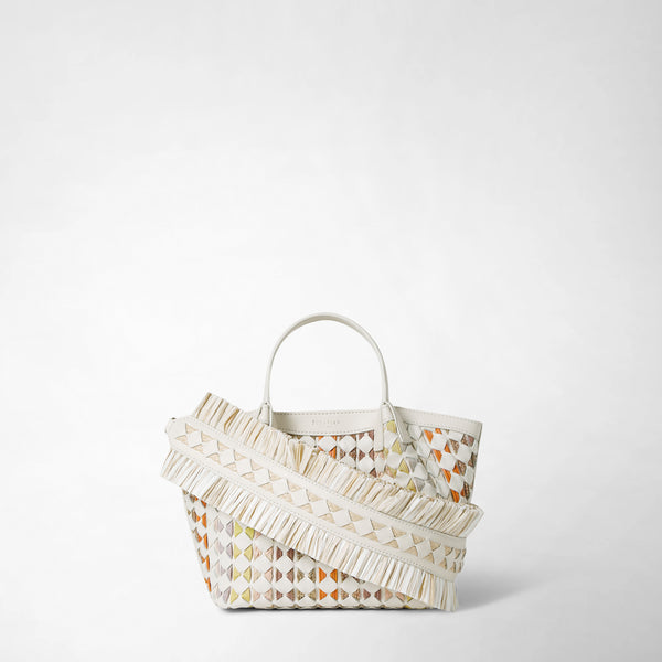 Mini secret bag in mosaico mestieri d'arte - off-white