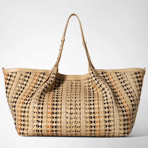 Maxi secret tote bag in mosaico mestieri d’arte - sand