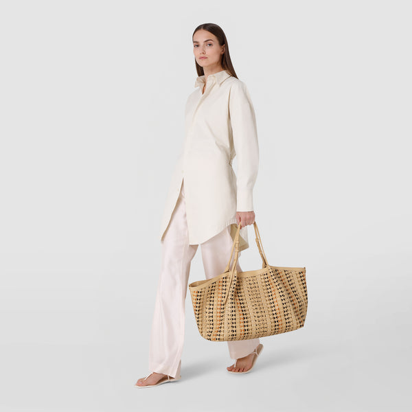 Maxi secret tote bag in mosaico mestieri d’arte - sand