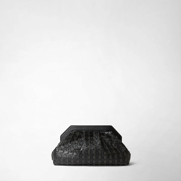 Secret clutch bag in mosaico microchain - black
