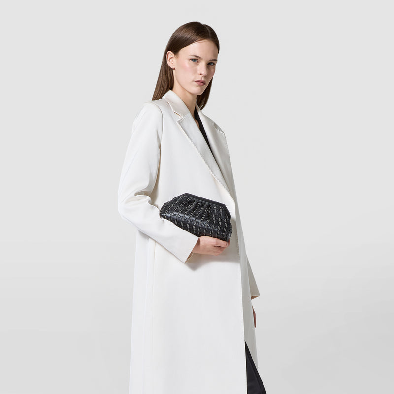 Mini secret clutch bag in mosaico microchain - black