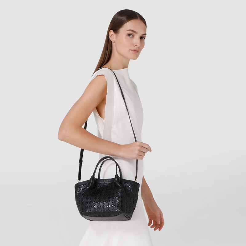 Mini secret bag in mosaico and elaphe - black