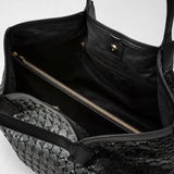 Secret tote bag in mosaico and elaphe - black