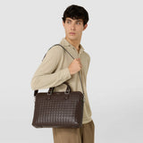 Extra slim briefcase in mosaico - coffee