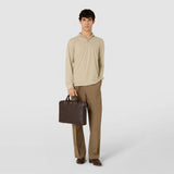 Extra slim briefcase in mosaico - coffee