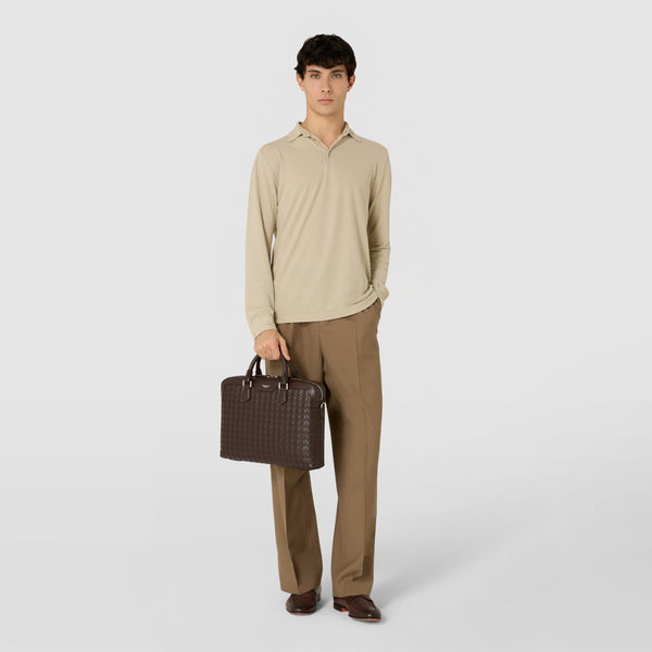 Attaché-case extra slim en mosaico - coffee