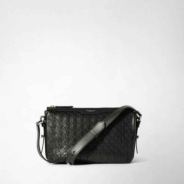 East west crossbody bag in mosaico - black