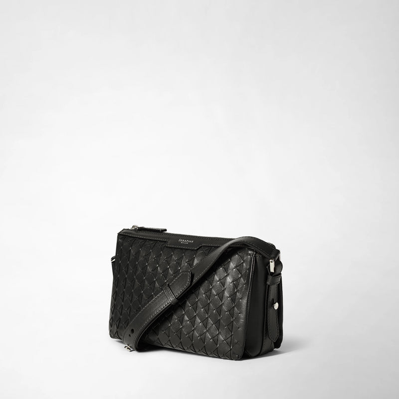 East west crossbody bag in mosaico - black