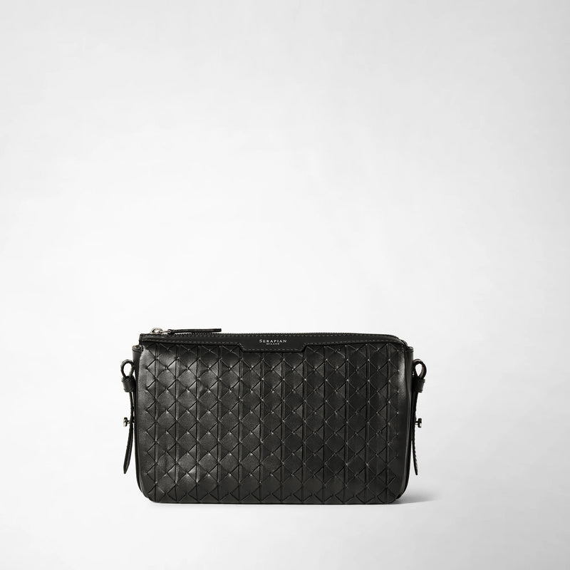 East west crossbody bag in mosaico - black