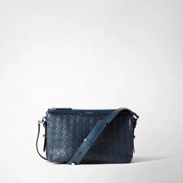 East west crossbody bag in mosaico - navy blue