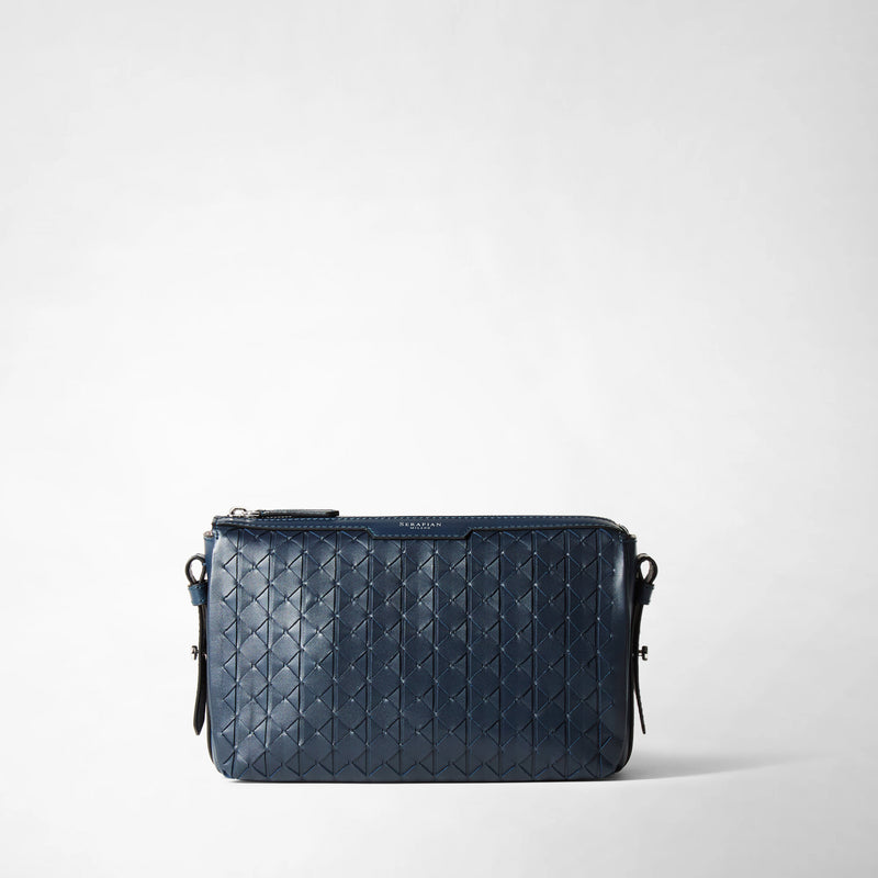 East west crossbody bag in mosaico - navy blue