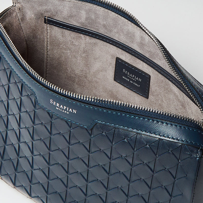 East west crossbody bag in mosaico - navy blue